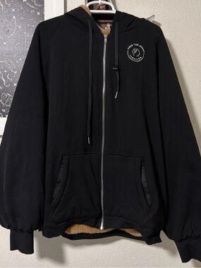 Free The Sheep Tomorrow Fur Lined Black Hoodie - Oversized XL